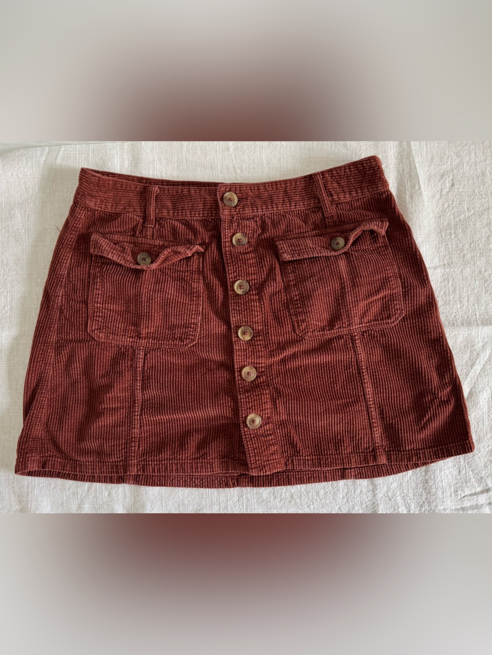 American Eagle Button-Front Corduroy Mini Skirt